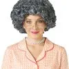 Afro Oma Perücke Silbern