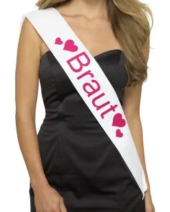 Braut Schärpe Weiß-pink