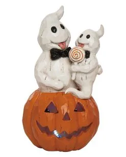 Geister Mit Lolli Auf Leuchtkürbis 22cm