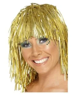 Lametta Perücke Gold