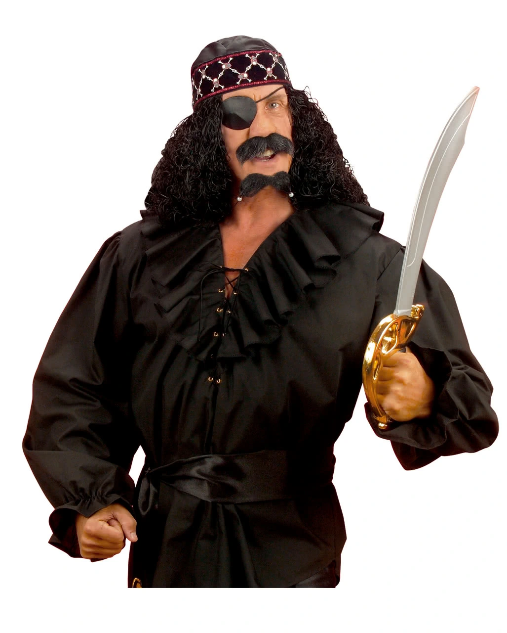 Historisches Rüschenhemd Schwarz – Bild 2