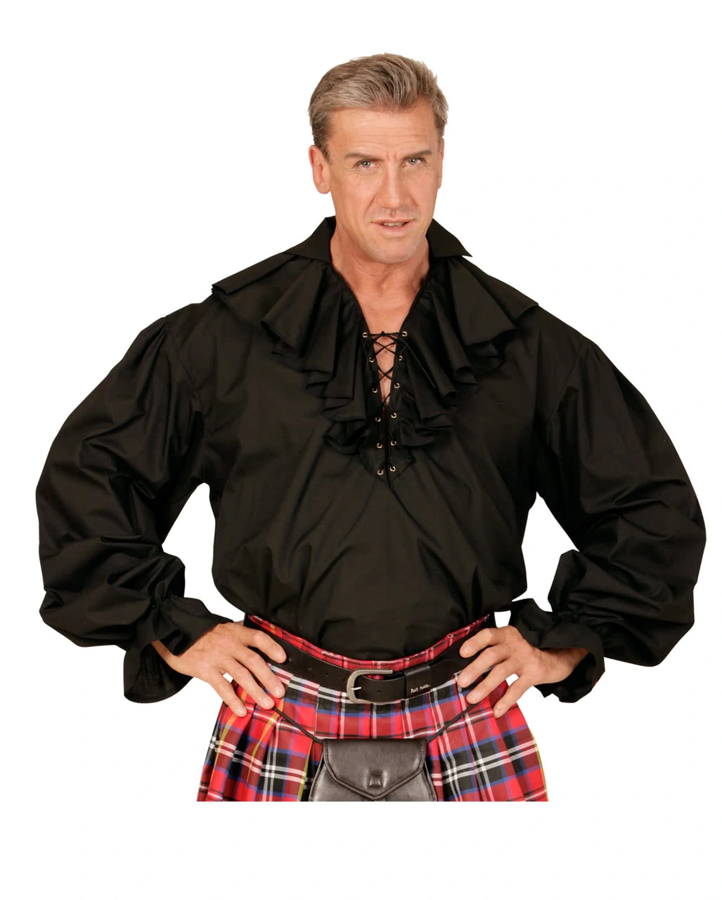 Historisches Rüschenhemd Schwarz – Bild 3