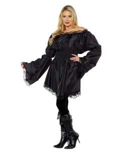 Longshirt Rüschenbluse Schwarz