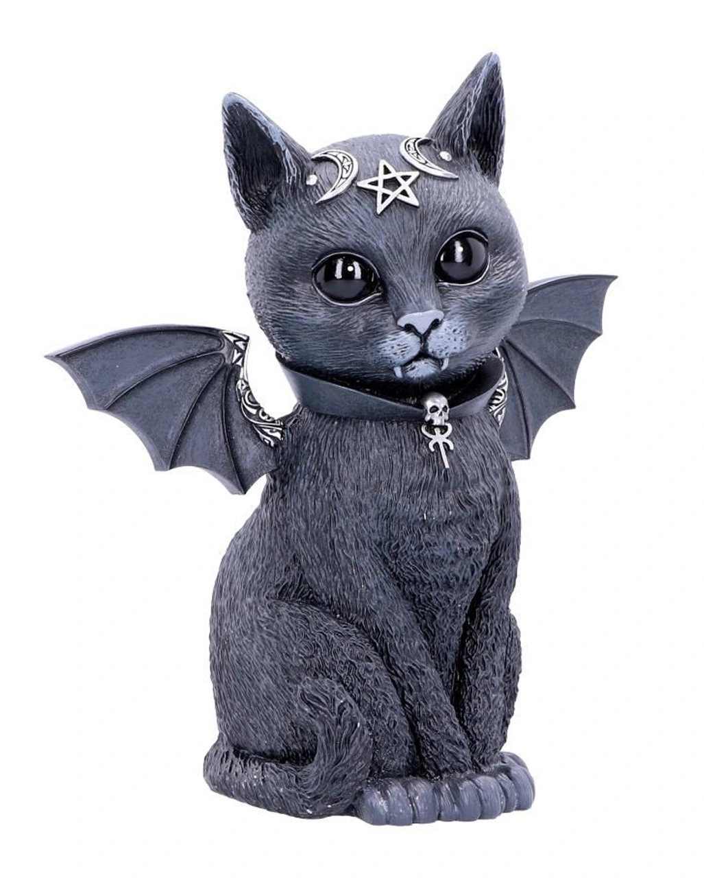 Okkulte Katzenfigur Mit Fledermaus Flügel 24cm