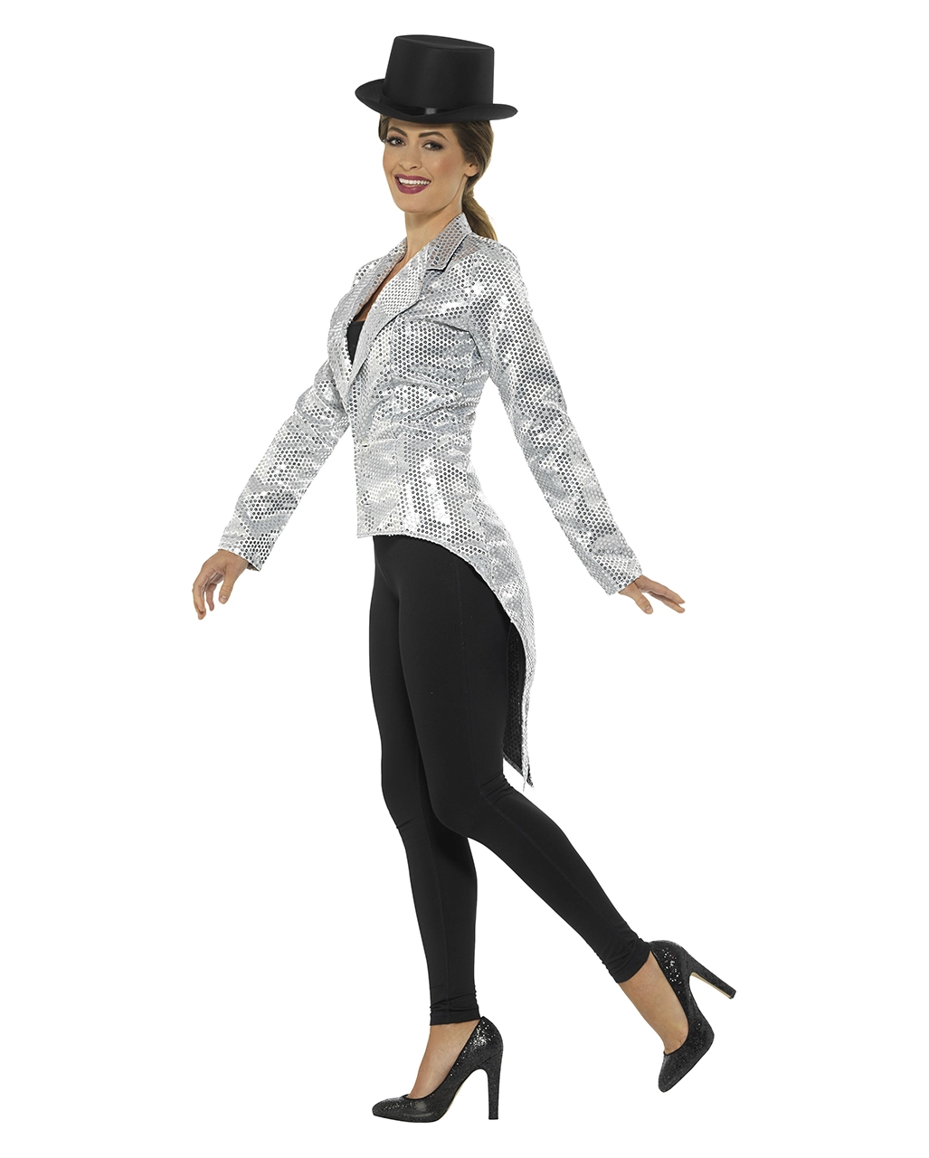 Pailletten Frack Für Damen Silber – Bild 2