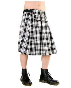 Kurzer Kilt Black Pistol Tartan Schwarz/weiß