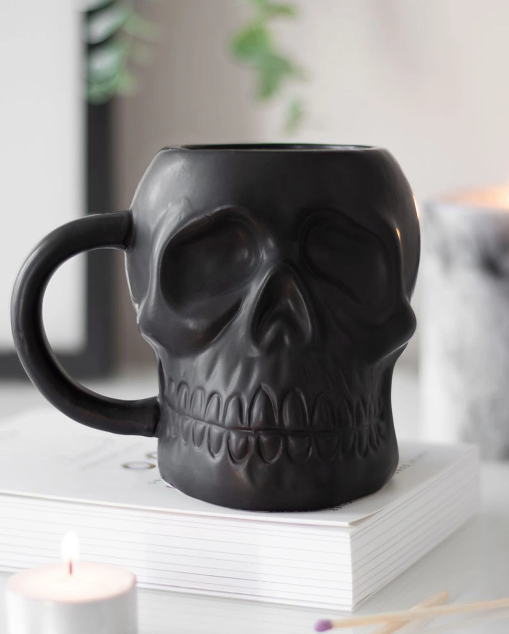 Schwarze Matte Totenkopf Tasse â Bild 4