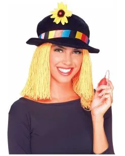 Clown Hut Mit Haaren & Spritzblume