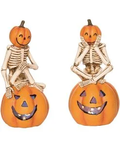 Skelett Auf Leuchtendem Kürbis Figur 21cm 1 St.