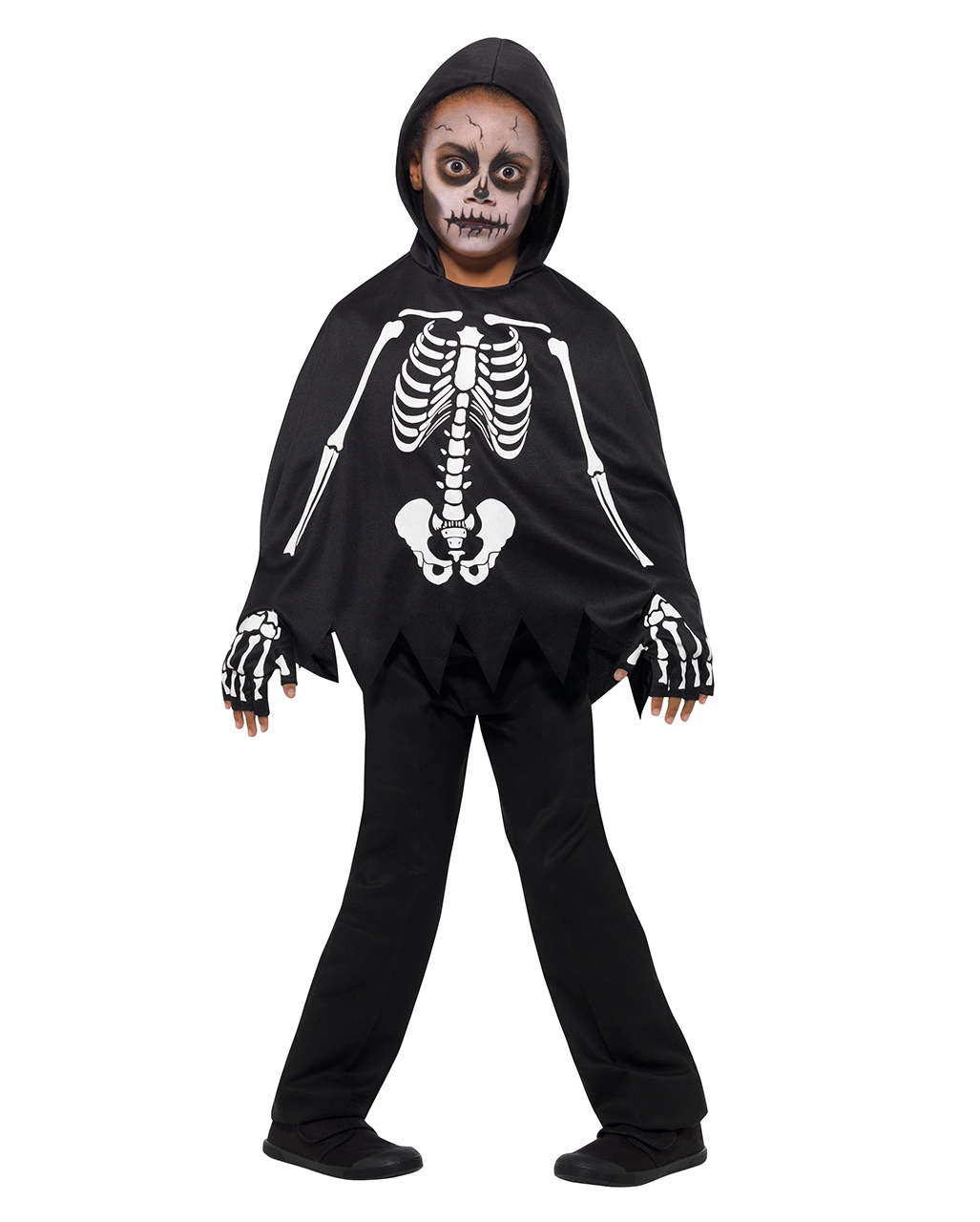 Skelett Kinder Poncho Mit Handschuhe – Bild 2