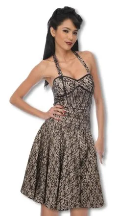 Neckholder Spitzenkleid Cremefarben