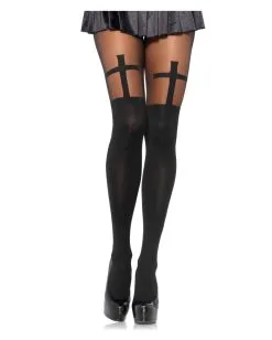 Gothic Strumpfhose Mit Kreuz