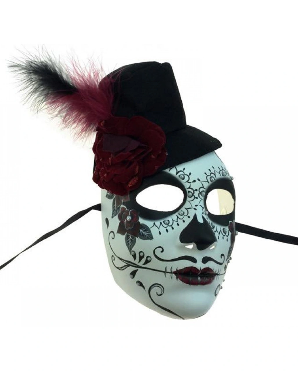 Sugar Skull Maske Mit Mini Zylinder