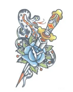 Vintage Klebetattoo Mit Schlange Und Dolch